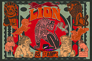 Stylized lion stamps for Procreate, a Brush Add-On by TheWhiteCatLab (Thumbnail 1 of 3)