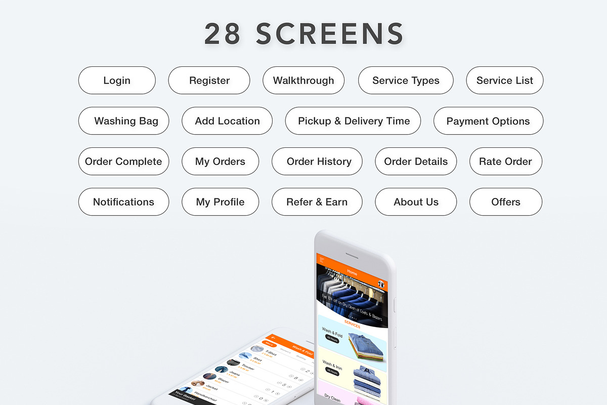 Wash It Laundry Service UI Kit, an UI Kit Template by App Innovation (Photo 7 of 8)