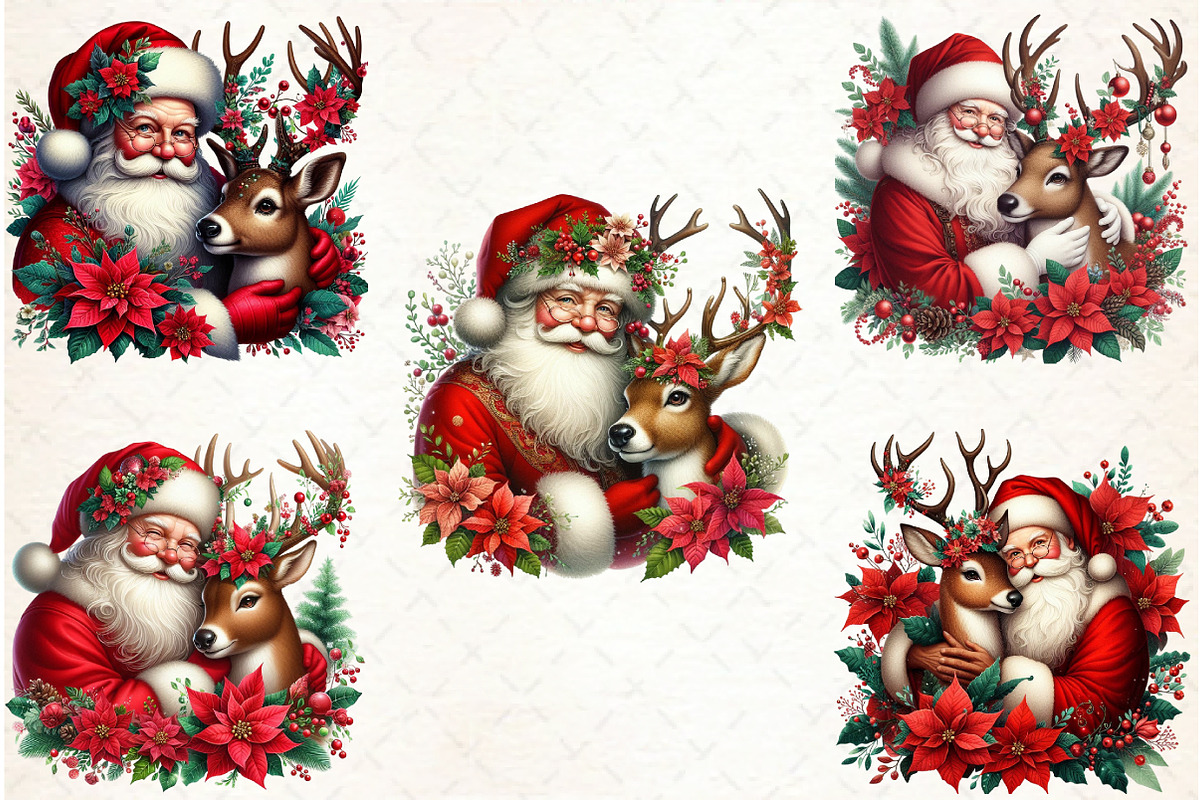 Santa Claus and Reindeer png, an Illustration by Libby Wishes (Photo 8 of 9)