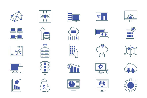Technology and Data Icon Set preview 2