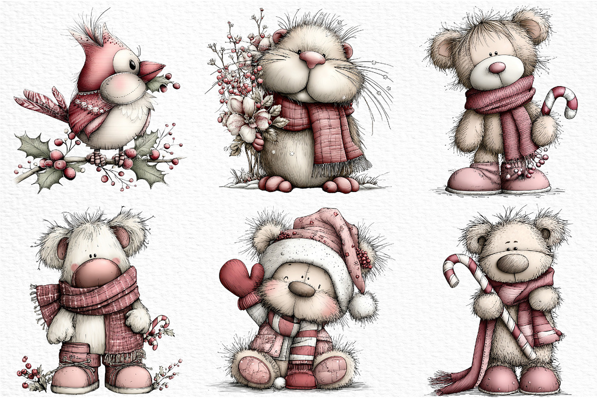 Whimsical Woodland Christmas Animals, an Illustration by Craft Nest (Photo 6 of 6)