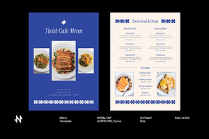 Blue Minimalist Menu Template, a Stationery Template by Neermana