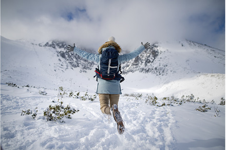 Woman jumping in the middle of the, a Nature Photo by HalfPoint