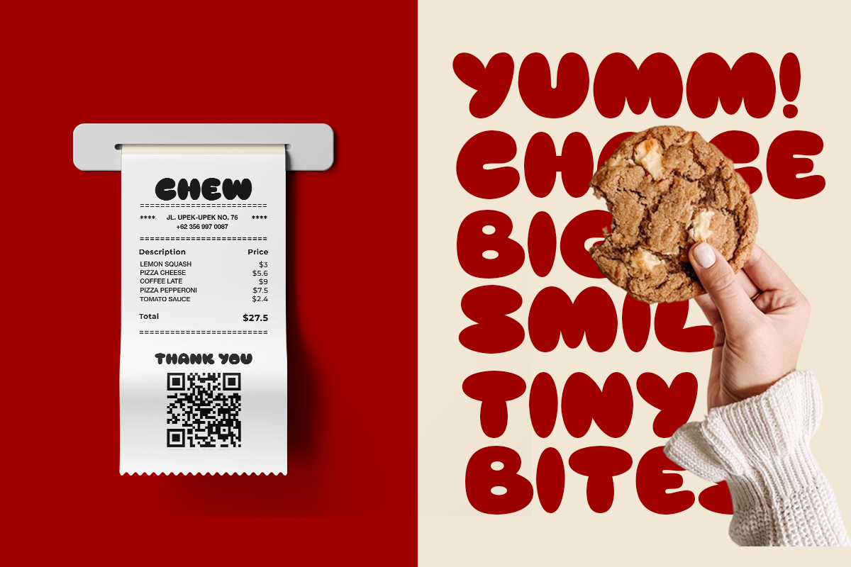 Omply - Bubble Food Font, a Sans Serif Font by Pandeka Studio (Photo 6 of 9)