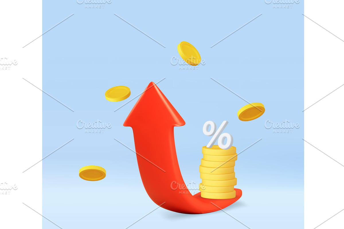 3d Rising Interest Rates and, a Finance Illustration by ModVector