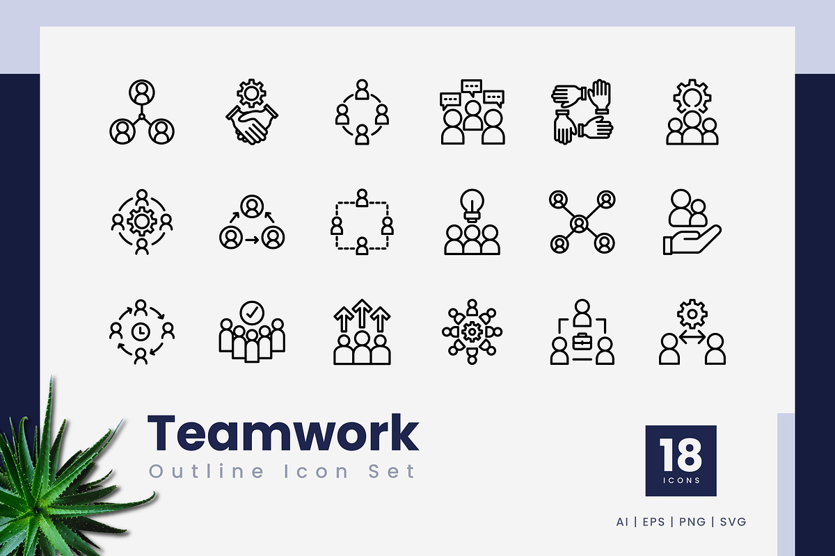 Teamwork Outline Icons, an Outline Icon by Zeer Graphic