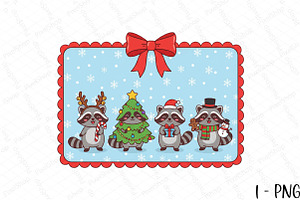 Christmas Raccoon Hand-Drawn Frame P, an Illustration by DreamPrint404