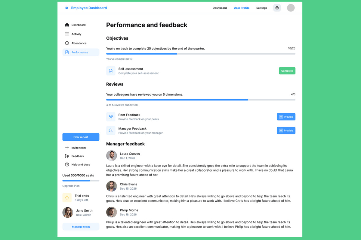 Staff, Team & Employee Web Dashboard, an App Template by nagaredesignstudio (Photo 3 of 5)