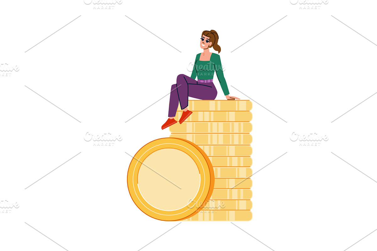 Successful businesswoman sitting on, a Finance Illustration by pikepicture