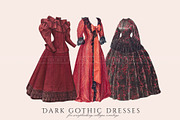 Vintage Dark Gothic Dresses Clipart, an Illustration by Secret Helper (Thumbnail 2 of 6)