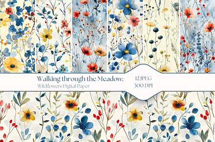 Abstract Watercolor Wildflowers