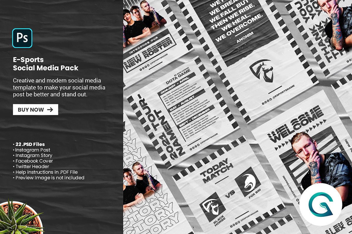 Esports Social Media Pack, a Social Media Template by Geelator Studio (Photo 1 of 5)