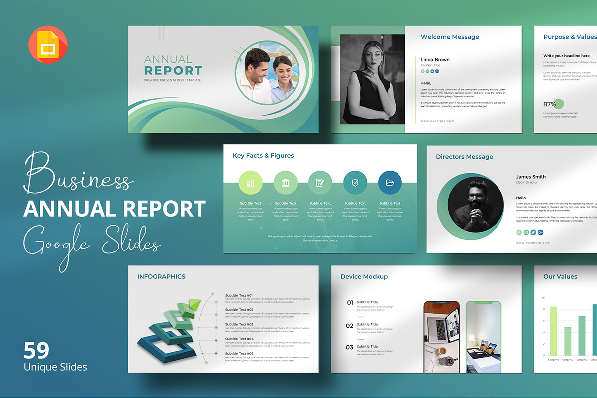 Annual Report Google Slides Template, a Presentation Template by Design Vault (Photo 1 of 8)