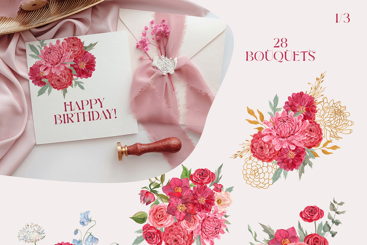 Viva Magenta Floral Watercolor 2023, a Decorative Illustration by Catch the Dream Art (Photo 3 of 24)