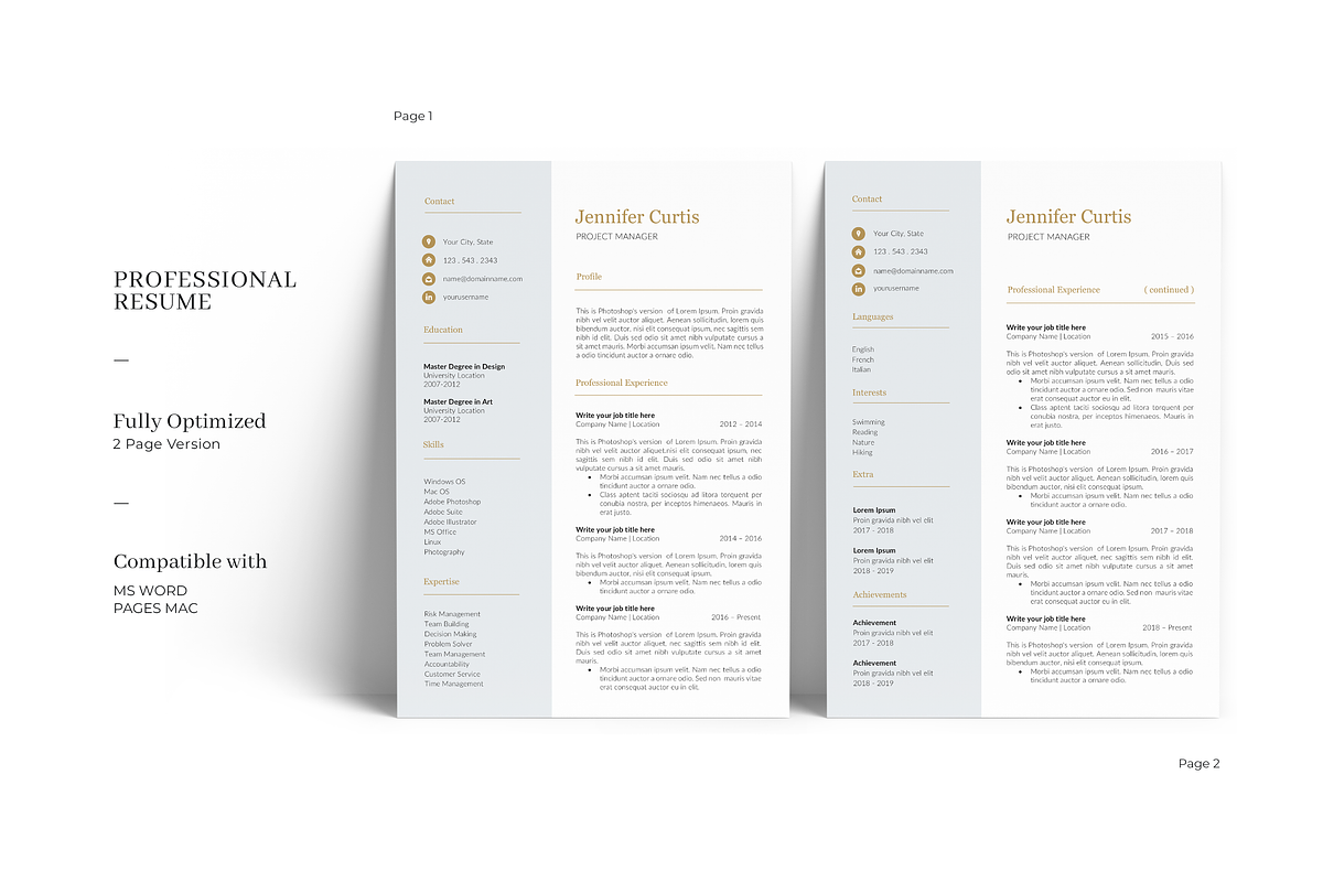 Clean Resume Template, a Resume Template by GraphicFlava (Photo 2 of 8)