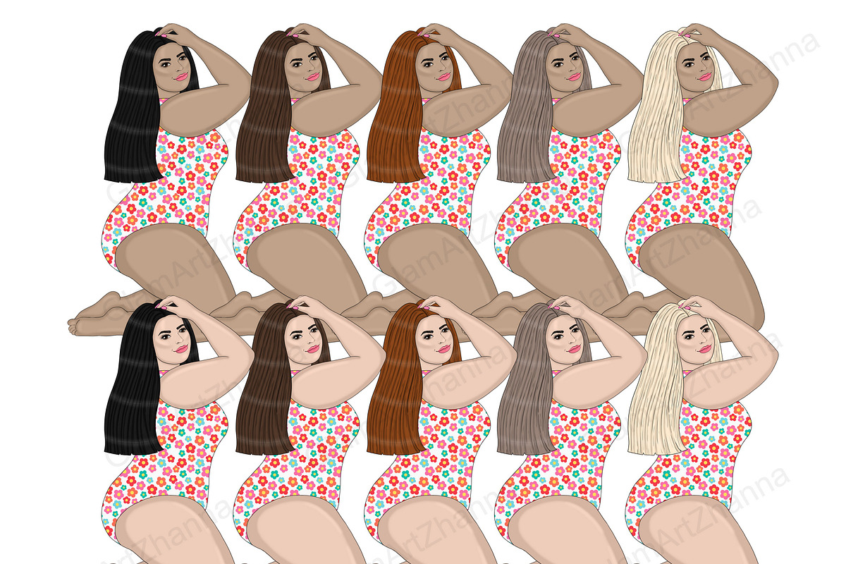 Beach Girl Clipart | Summer Woman, a Person Illustration by GlamArtZhanna (Photo 4 of 5)
