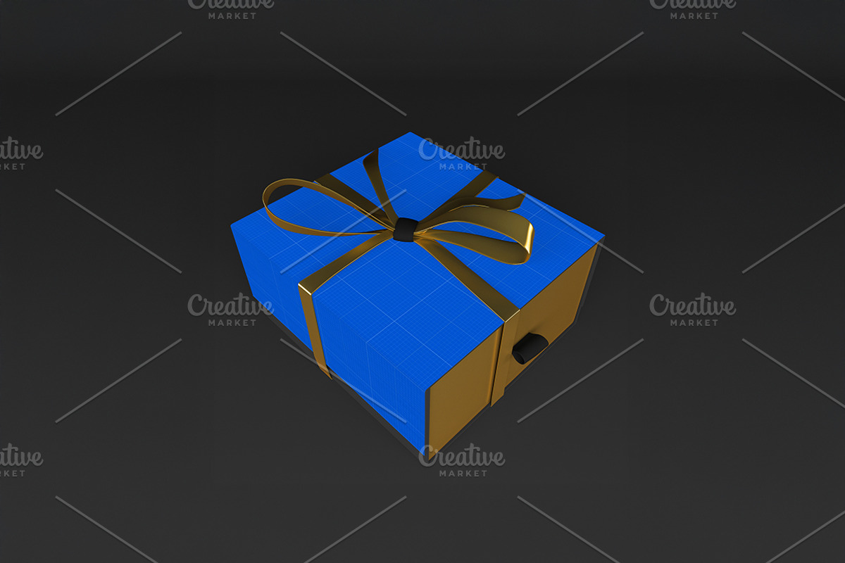 Gold & Dark Gift Box Mockup, a Packaging Mockup by Qaleb Studio