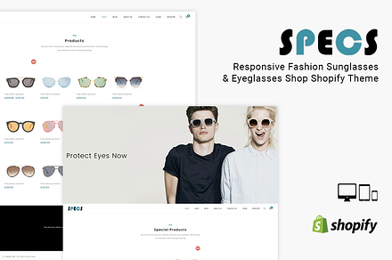 Specs Sunglass Shop Shopify Theme, a Shopify Template by ThemeTidy Shopify Agency