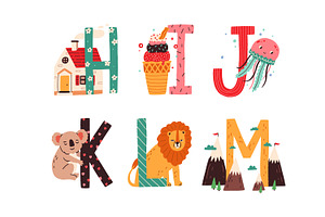 English Alphabet With Cute Graphic