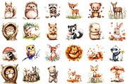 Watercolor Cute Woodland Animals Cli, an Illustration by Sublimation Artist (Thumbnail 2 of 6)