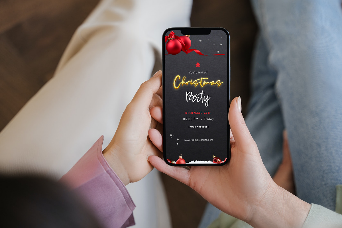 Christmas Dinner Party Mobile Invite, a Social Media Template by Adored Templates (Photo 5 of 10)
