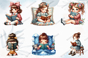 Cute Little Girl Reading Clipart, a Graphic by designcity5 (Thumbnail 3 of 5)