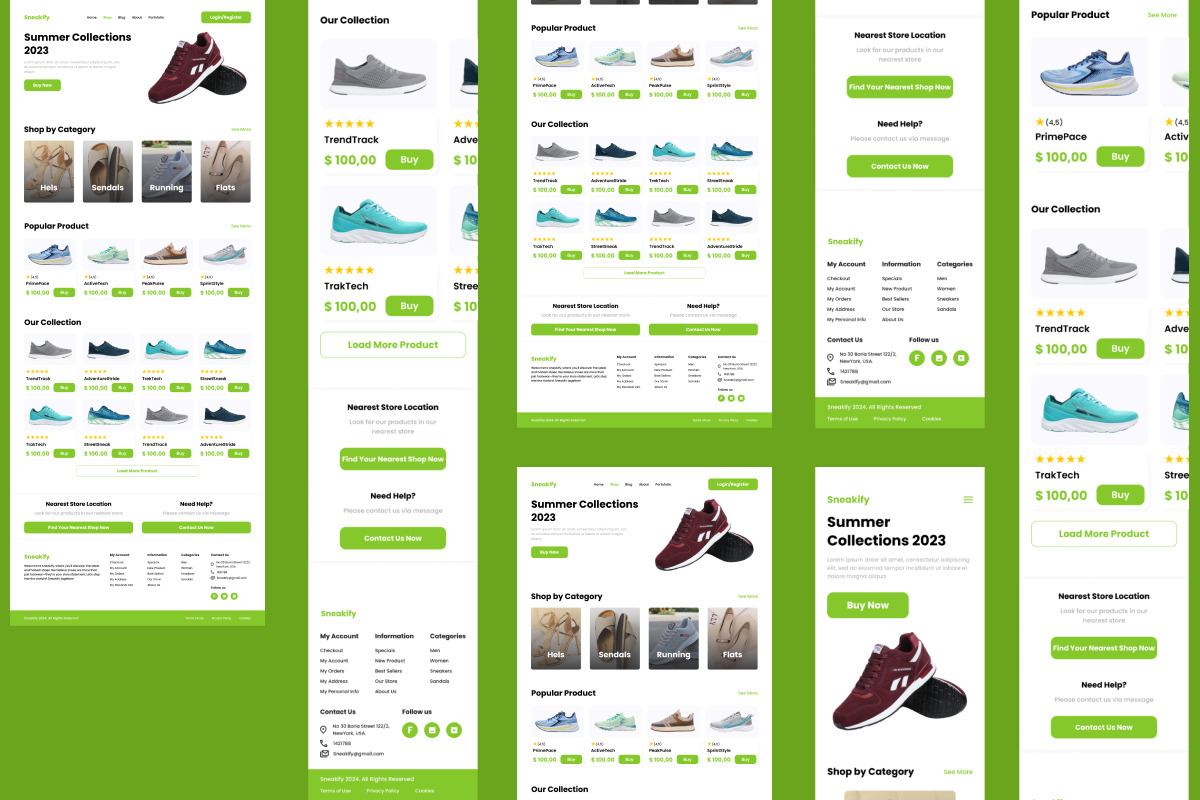 Sneakify Shoe Store Landing Page V, a Landing Page Template by