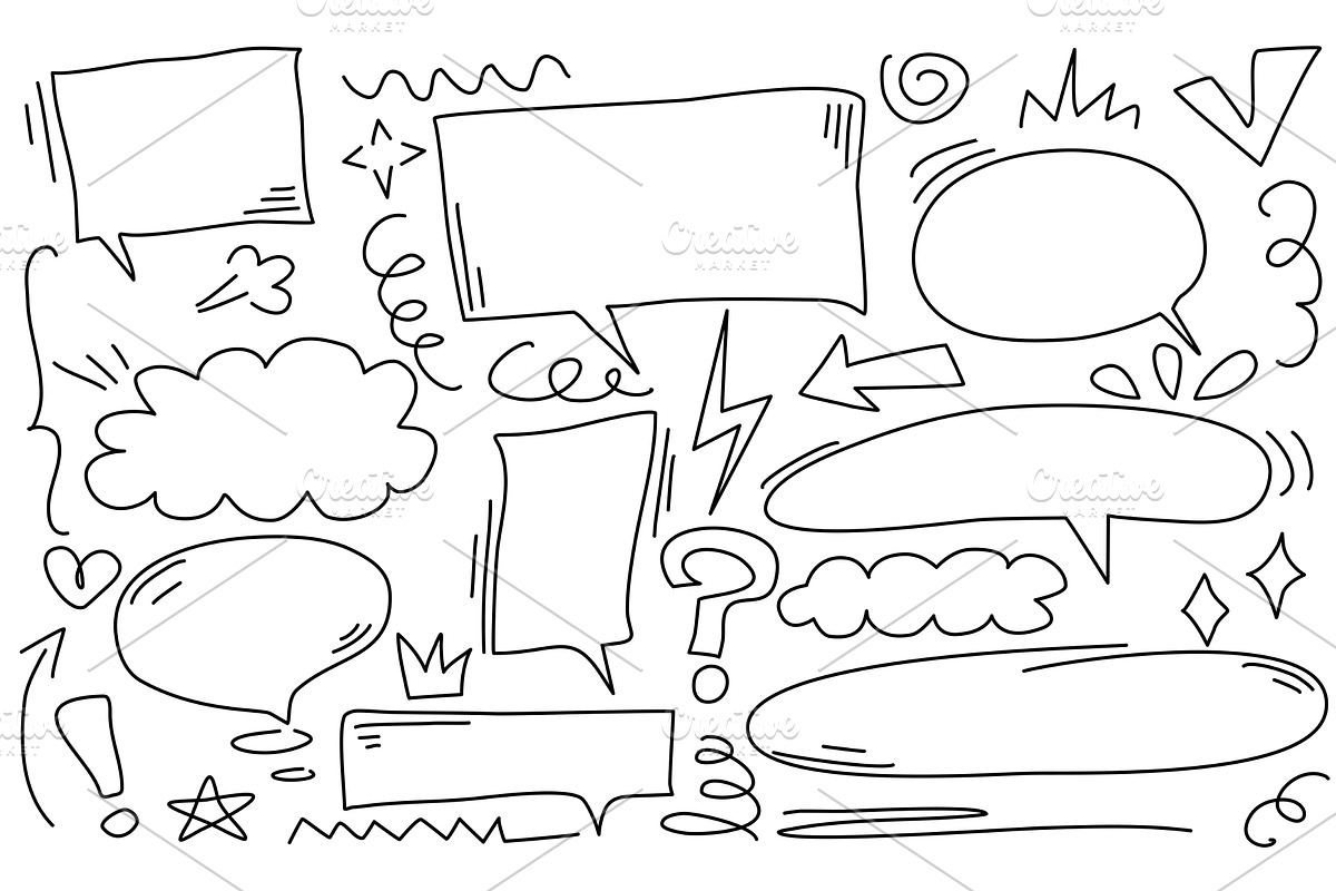 Hand drawn doodle elements - star, an Object Illustration by Tati_Kli