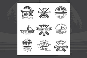 Set of vintage canoeing  logo