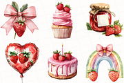 Berry Birthday Watercolor Clipart, an Illustration by OK Design (Thumbnail 2 of 5)