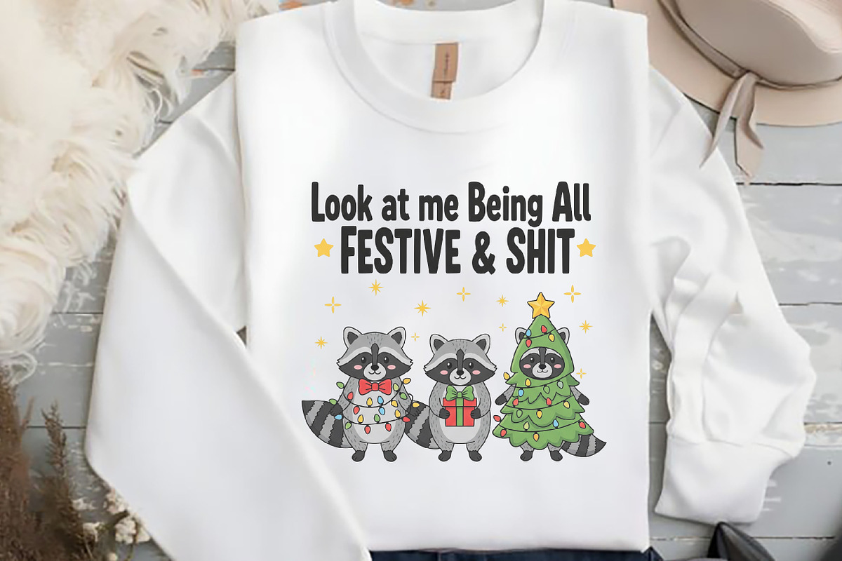 Funny Christmas Sarcastic Raccoon, an Illustration by Black Bird Studio (Photo 2 of 4)