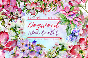 Cool Dogwood Colorful Flower PNG Set