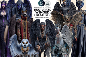Nocturnal Winged Creatures Clipart, an Illustration by ThatsDesignArt