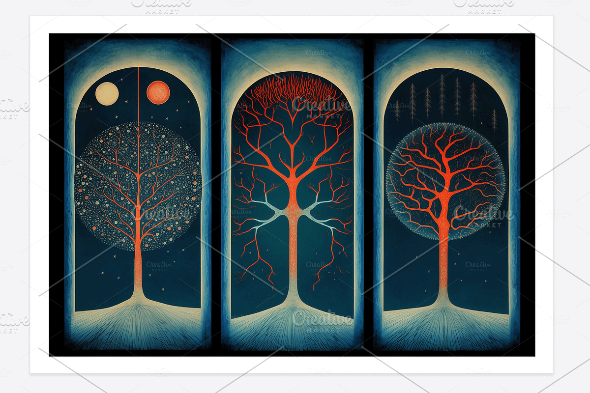Sati Collection · Sacred Trees, a Decorative Illustration by milatovar (Photo 8 of 14)