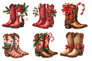Christmas Cowboy Boots Clipart, an Illustration by Designworld (Thumbnail 3 of 6)