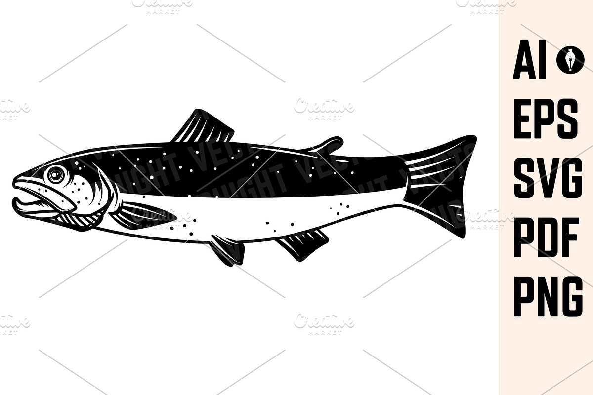 Salmon fish icon isolated on white, a Food Illustration by Vectorhight