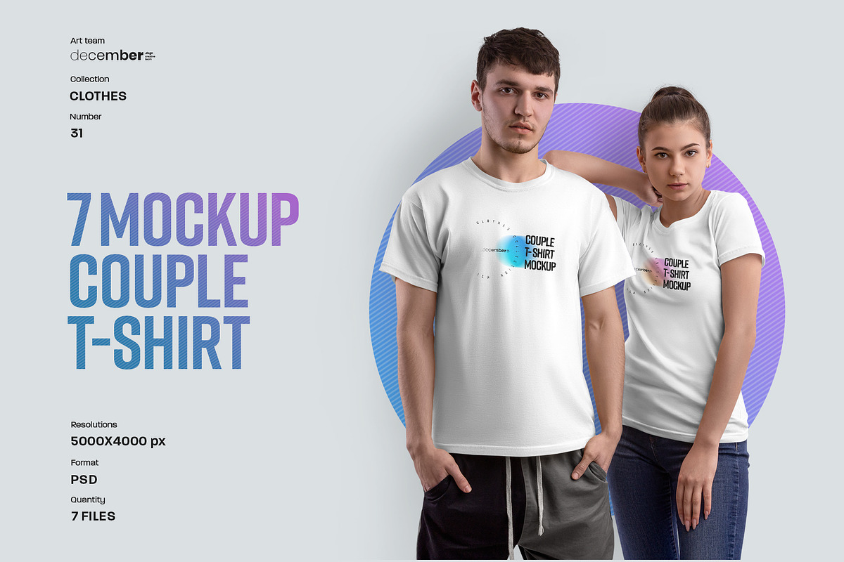 7 Mockups Couple T-Shirt, a Shirt Mockup by Grow Design Craft Studio (Photo 1 of 5)