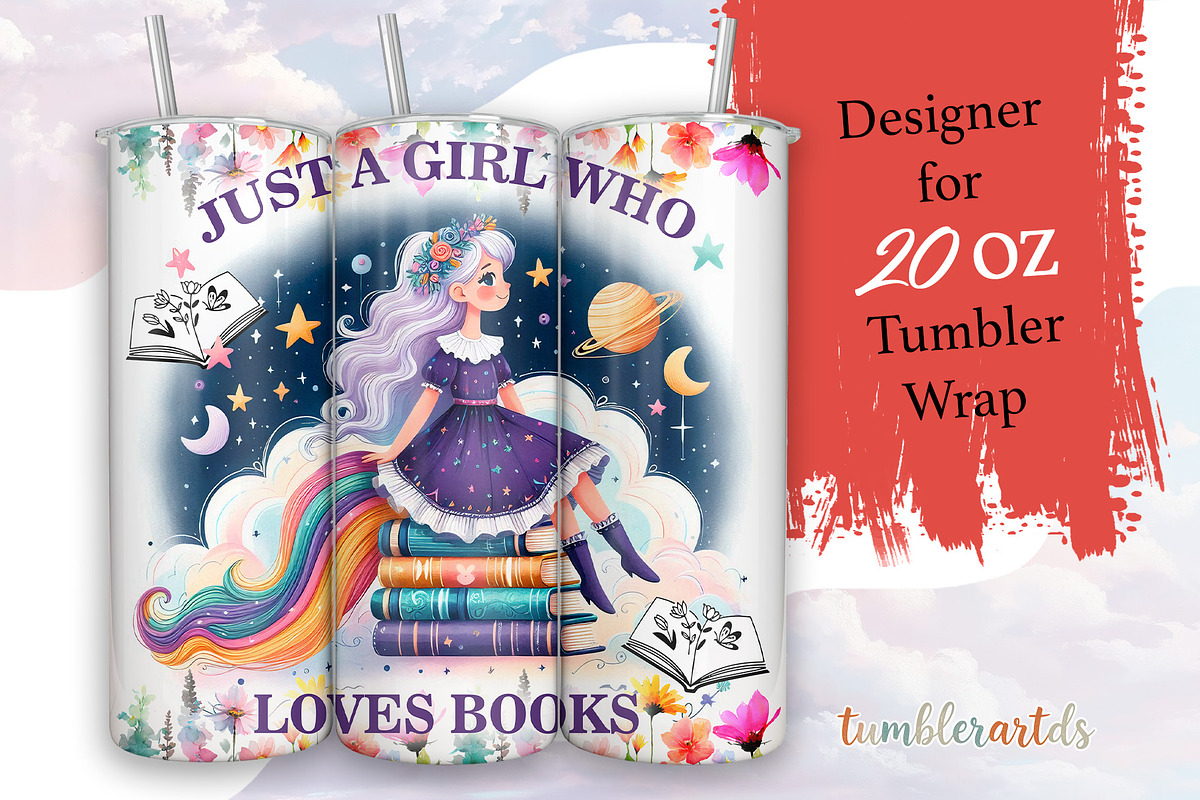 Just A Girl Who Loves Books PNG, a Pattern Graphic by TumblerArtDS (Photo 1 of 3)