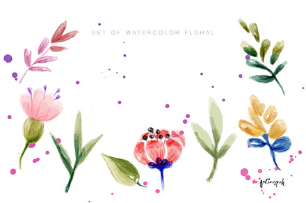 Set of Watercolor Floral