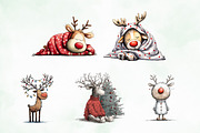 Quirky Funny Christmas Reindeer PNG, an Illustration by Creative Art (Thumbnail 10 of 14)