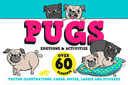 Pugs. Emotions and activities., an Illustration by Martyshova (Thumbnail 1 of 5)