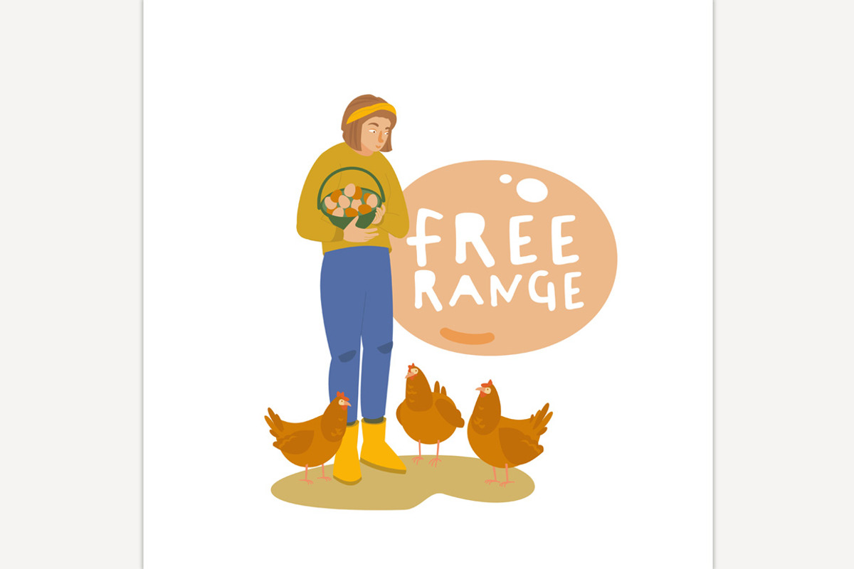 Free range sticker, label., a Person Illustration by Anna's Shop