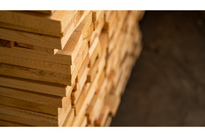 Close view of wood stack with, an Industrial Photo by volodymyrshtun13795