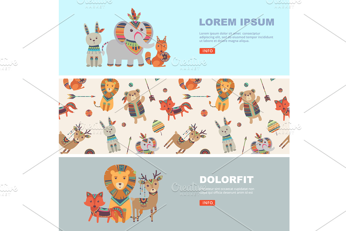 Wild animals. decorated tribal, an Animal Illustration by Onyx