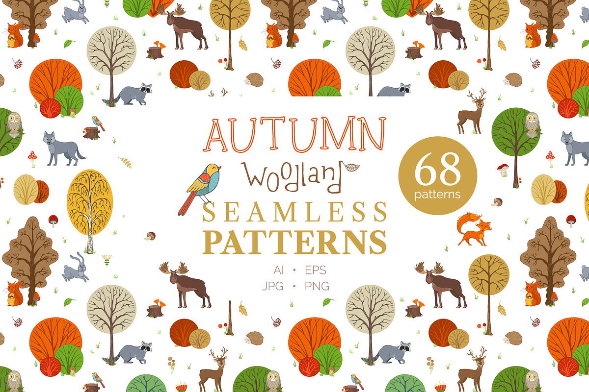 Autumn Woodland Seamless Patterns, a Pattern Graphic by MaljukArt (Photo 1 of 14)