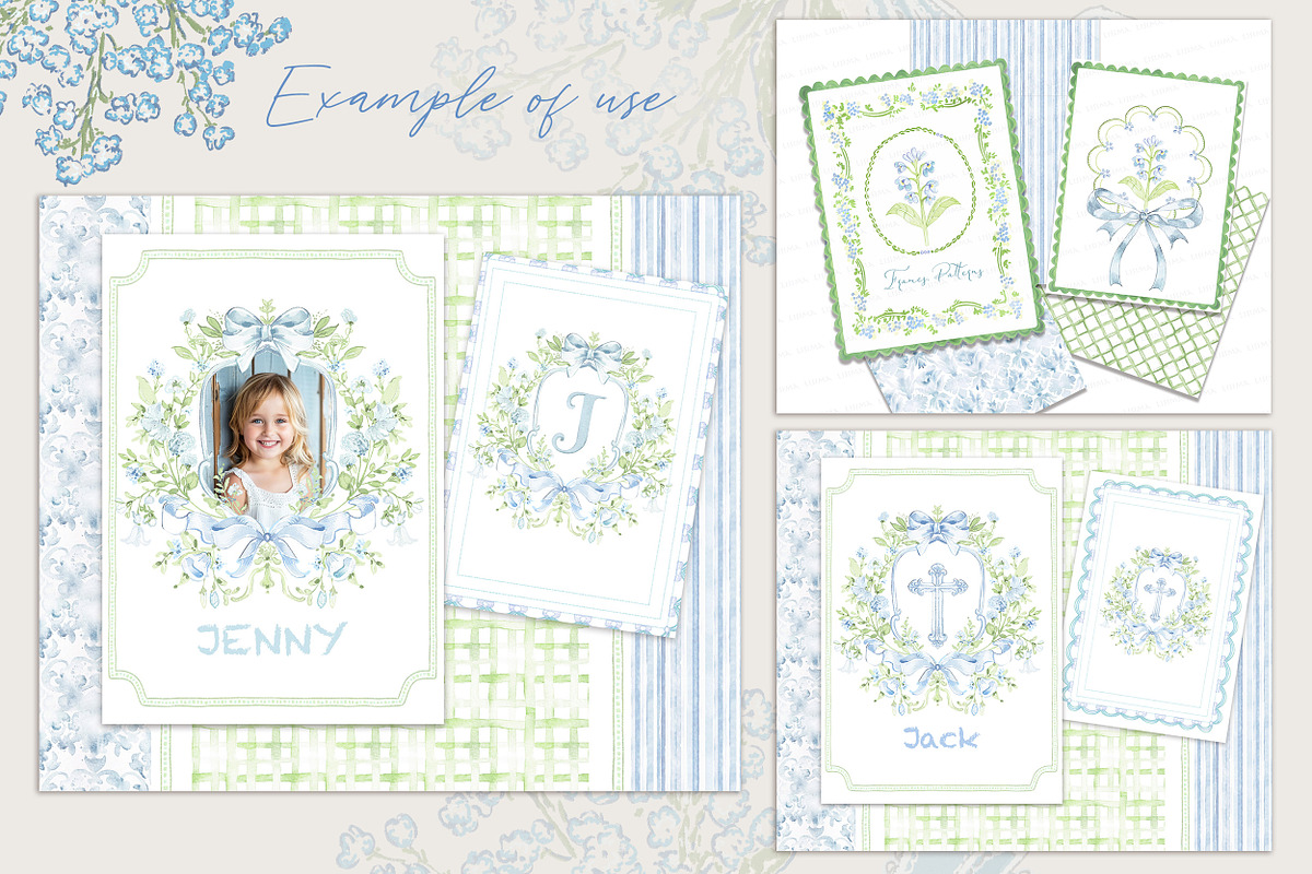 Blue & Green crest, floral frames, a Decorative Illustration by Lisima (Photo 8 of 10)