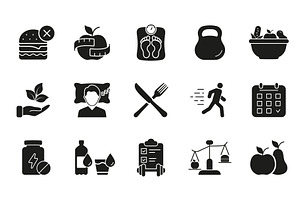 Nutrition, Exercise, Balanced Living, a Food Illustration by Vector Creator