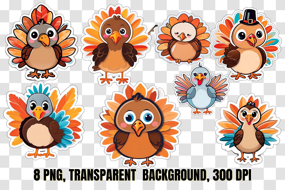 Thanksgiving Turkey Sticker Clipart, an Animal Illustration by Stickera Hub (Photo 2 of 8)