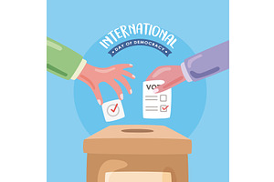 day of democracy lettering postcard, an Illustration by studiogstock