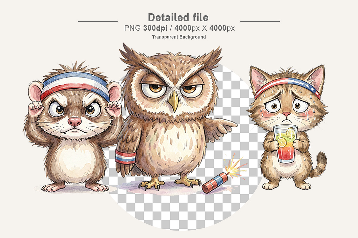 Funny Patriotic Animal PNG, an Illustration by Artnoy (Photo 3 of 8)